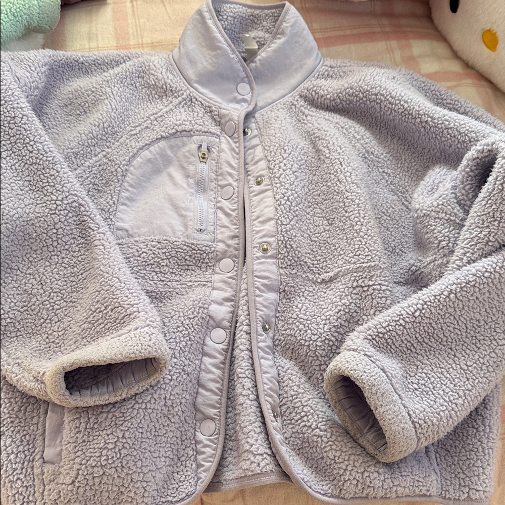 Cozy Light Gray Sherpa Jacket